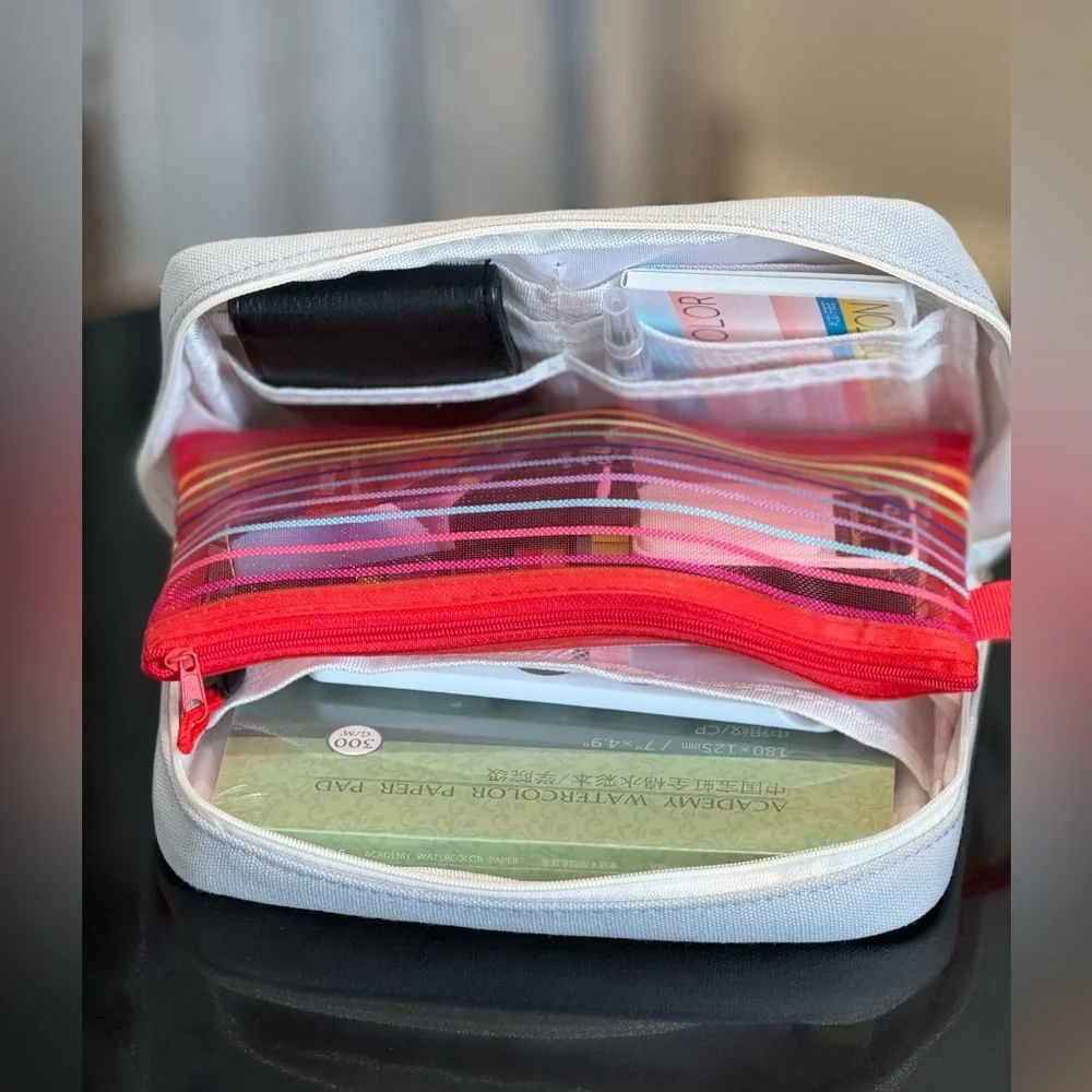 Travel Watercolor Painting Set - 42 Color Fan, Portable Brushes, Carrying Case - Picture 6 of 14